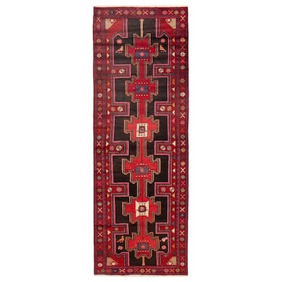 ECARPETGALLERY Hand-knotted Anadol Black, Red Wool Rug - 3'3 x 9'4