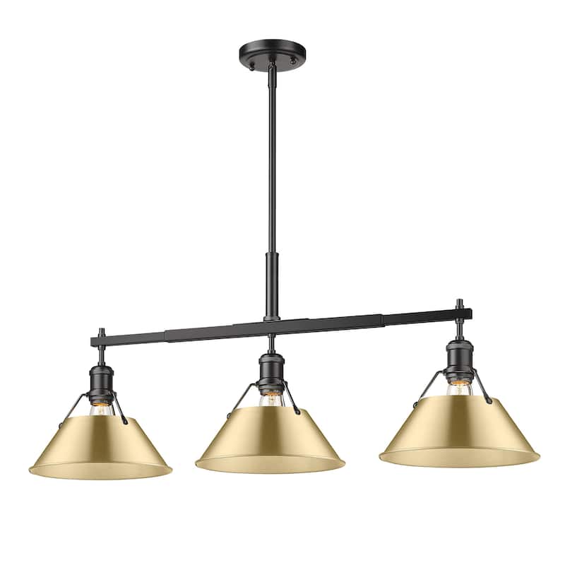 Orwell 3-Light Linear Pendant in Matte Black with Brushed Champagne Bronze