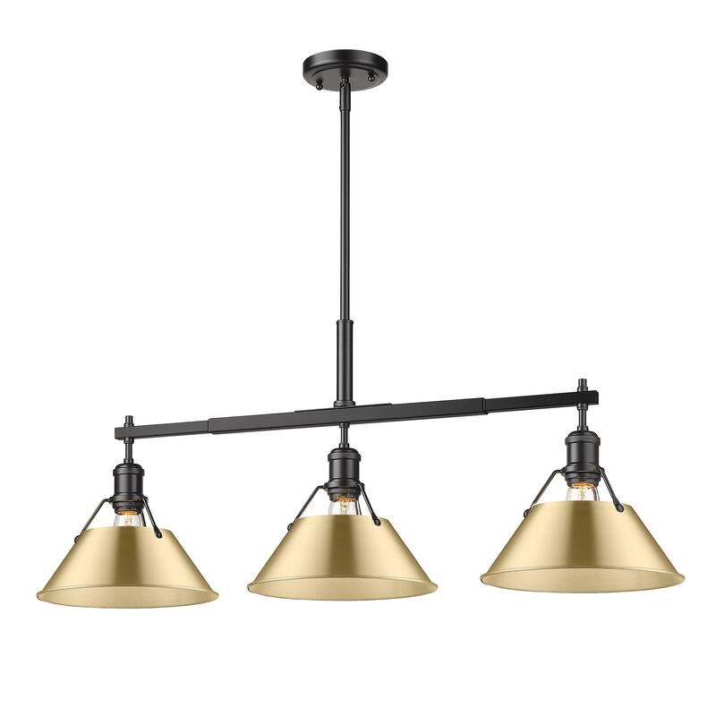 Yep by Golden Lighting Orwell 3-light Island Light in Matte Black and Brushed Champagne Brass shade