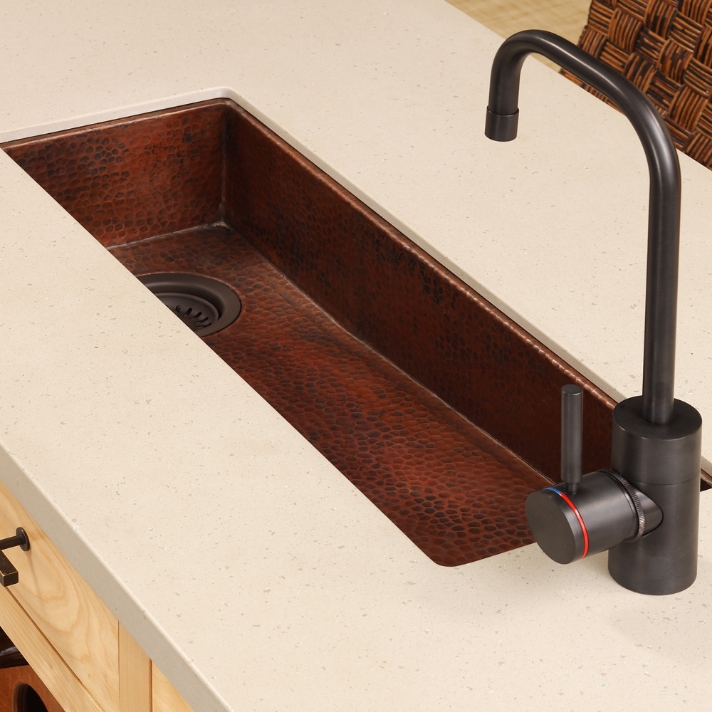 Rio Chico Hand Hammered Copper Trough Universal Mount Bar/ Prep Sink