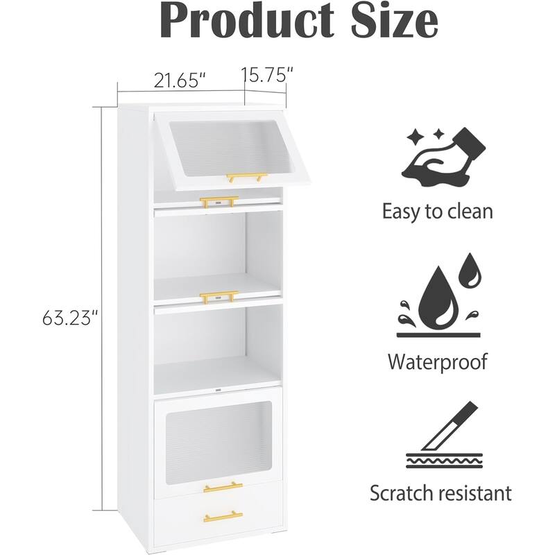 Freestanding Metal Display Storage Cabinet,Cupboard with Flip-up Acrylic Doors and Drawer
