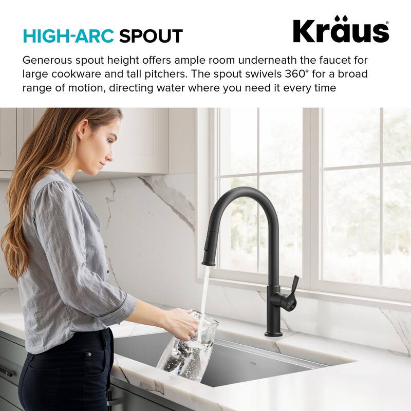 Kraus KPF-2840 Torak 1.8 GPM Single Hole Pull Down Kitchen Faucet with