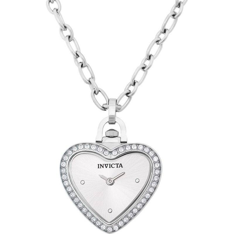 Invicta Women's 49937 Mini Quartz PC20S Brass Dial Necklace Watch - Silver