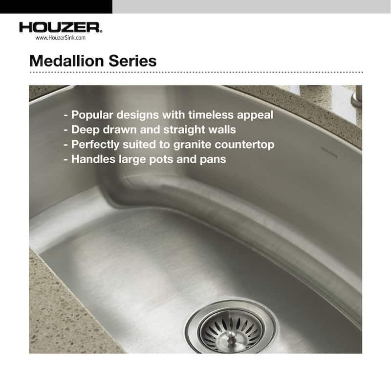 Houzer MD-3109-C Medallion Classic 31-1/2" Undermount Double Basin - Stainless Steel