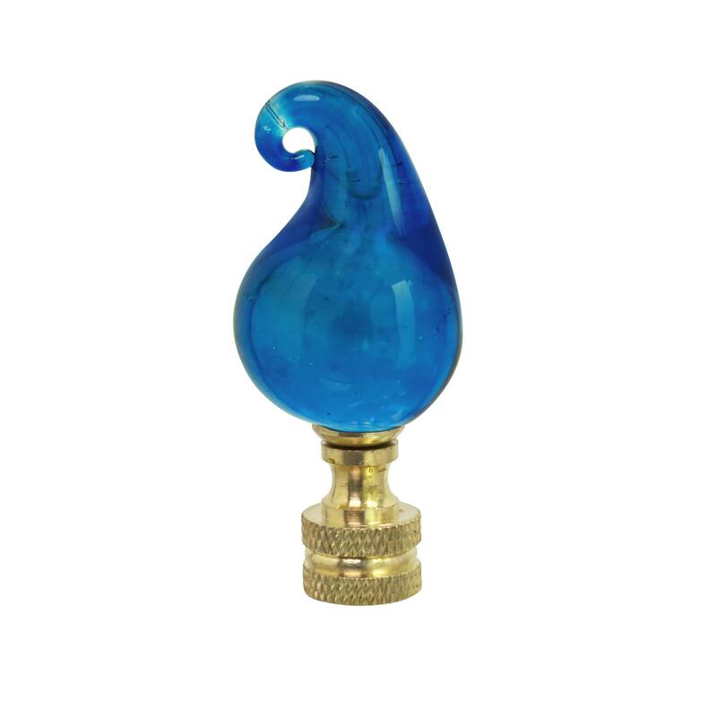 Aspen Creative 1 Pack Blue Glass Lamp Finial in Solid Brass Finish, 2 1/2" Tall - BLUE & WHITE