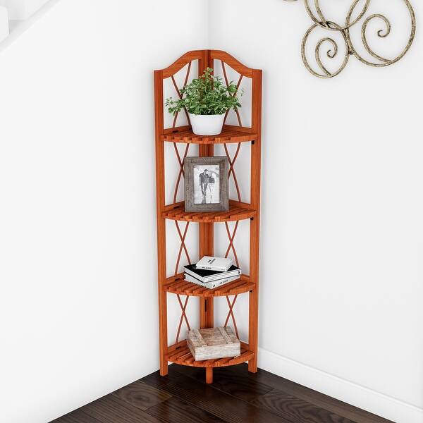 Hastings Home 4 Tier Folding Wooden Corner Shelf Bookcase Overstock 32482412