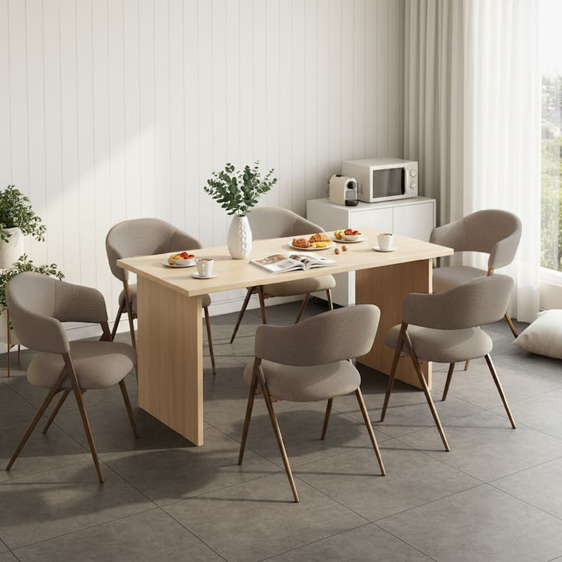 Modern Reclining Dining Chairs, 135° Back & 18.9" Wide Seat with Thick Cushion - Set of 6 - Taupe