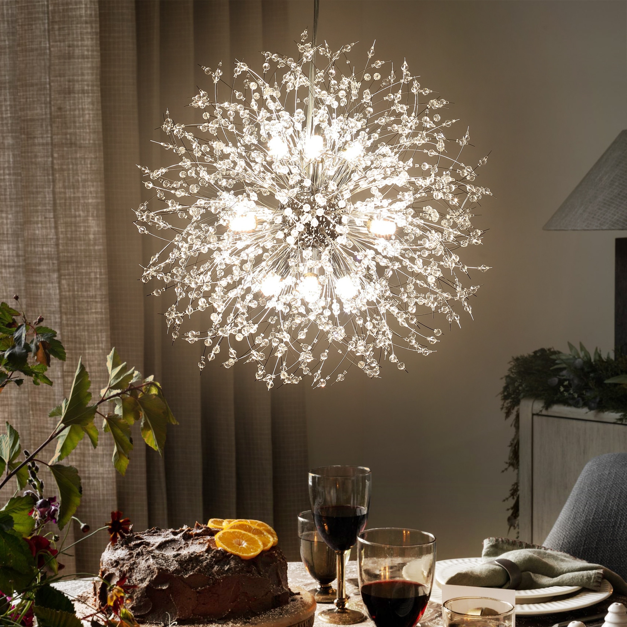 Rennnsan 8/9/16-Light Modern Sputnik Cluster Globe Pendant Island Light Starburst Crystal Beaded Chandelier
