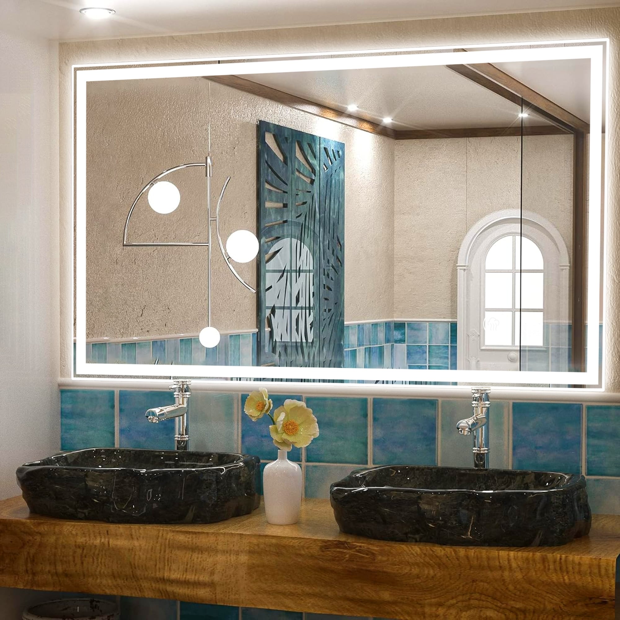 STARLEAD 31.5 inch Round LED Bathroom Mirror Vanity Mirror with Lights 3 Colors Dimmable Bluetooth Anti-Fog+Waterproof Smart Touch Butto Wall Mounted - Walmart.com | LED Bathroom Mirror Light Mirror Lamp Bathroom Wall Lights Adjusta | ペンダントライト | Generic