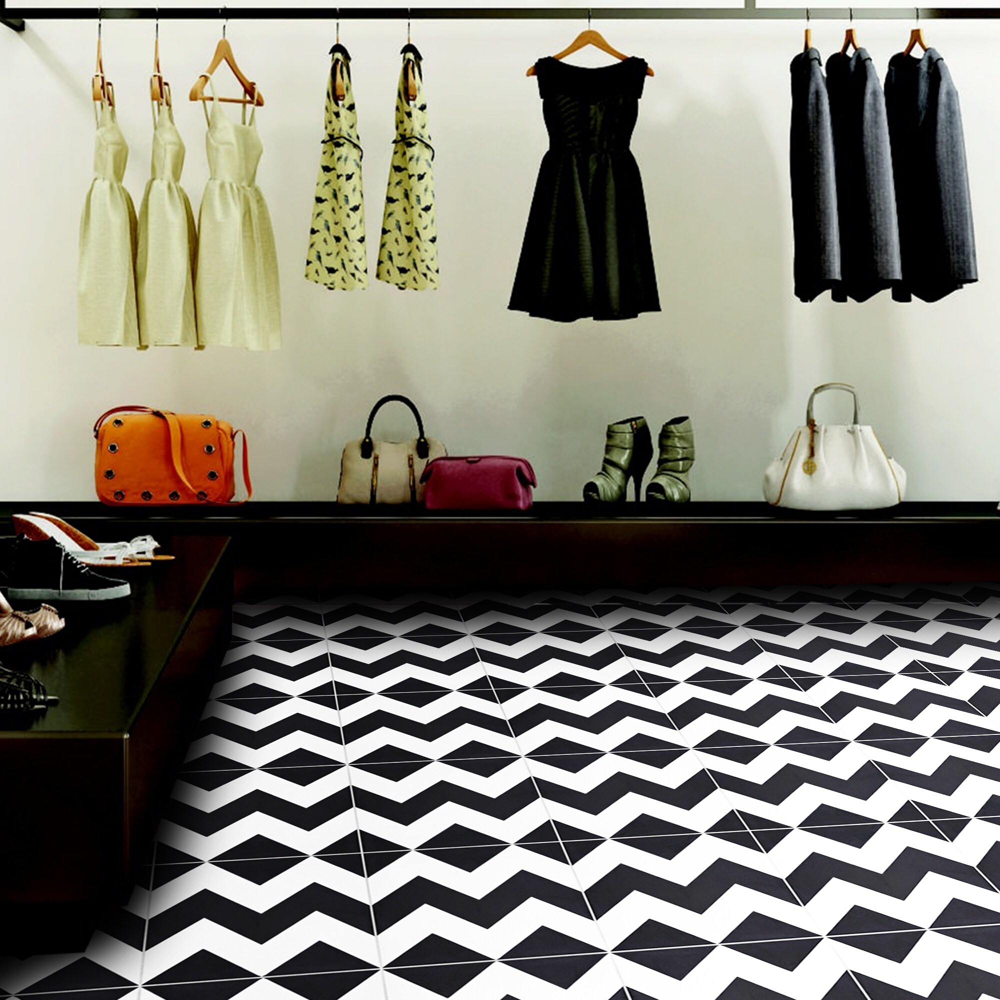 Handmade Jerada in Black and White Tile, Pack of 12 (Morocco