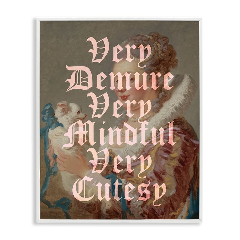 Stupell Vintage Demure & Mindful Framed Giclee Art Design By Lil' Rue - 24 x 30 - White
