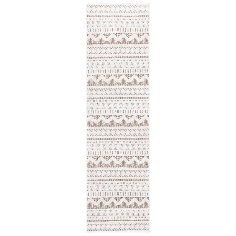 SAFAVIEH Alamo Farkhondeh Rustic Moroccan Rug - 2'2" x 8' Runner - Taupe/Ivory