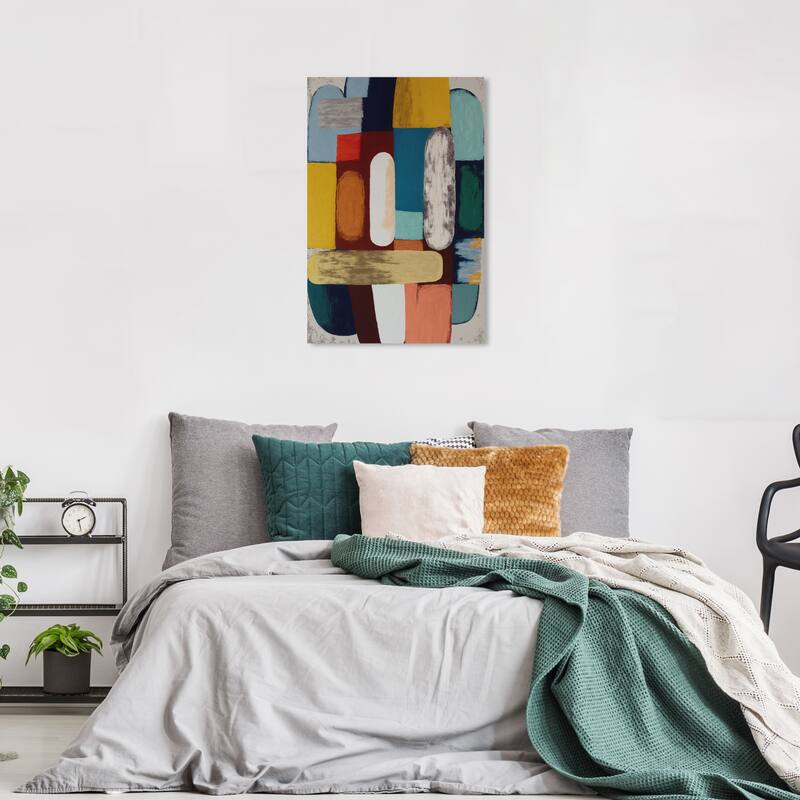 Wynwood Studio Canvas Abstract Musical Happiness Brown and Ochre Mid-Century Modern Wall Art Canvas Print - 36 x 24