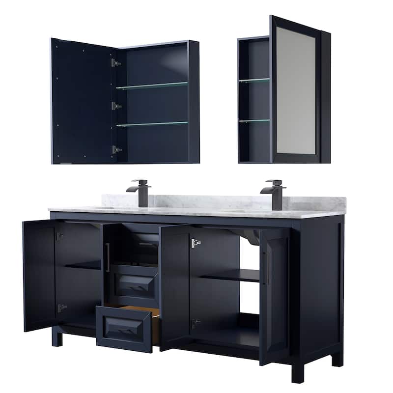 Daria 72-inch Double Vanity, Marble Top, Medicine Cabinets