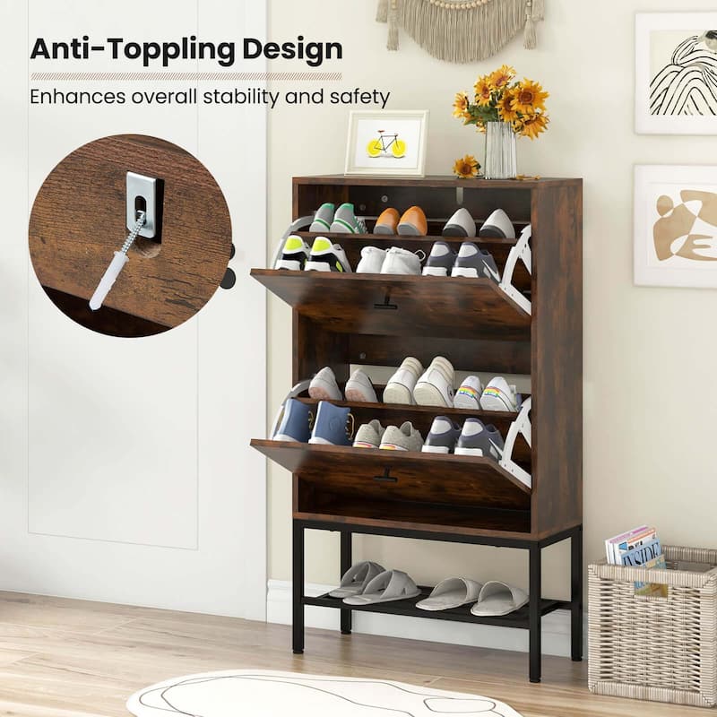 Costway Industrial Shoe Storage Cabinet with 2 Flip Drawers 1 Bottom - See Details