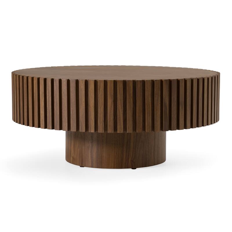Modrest Pierre Modern Walnut Small Round Coffee Table