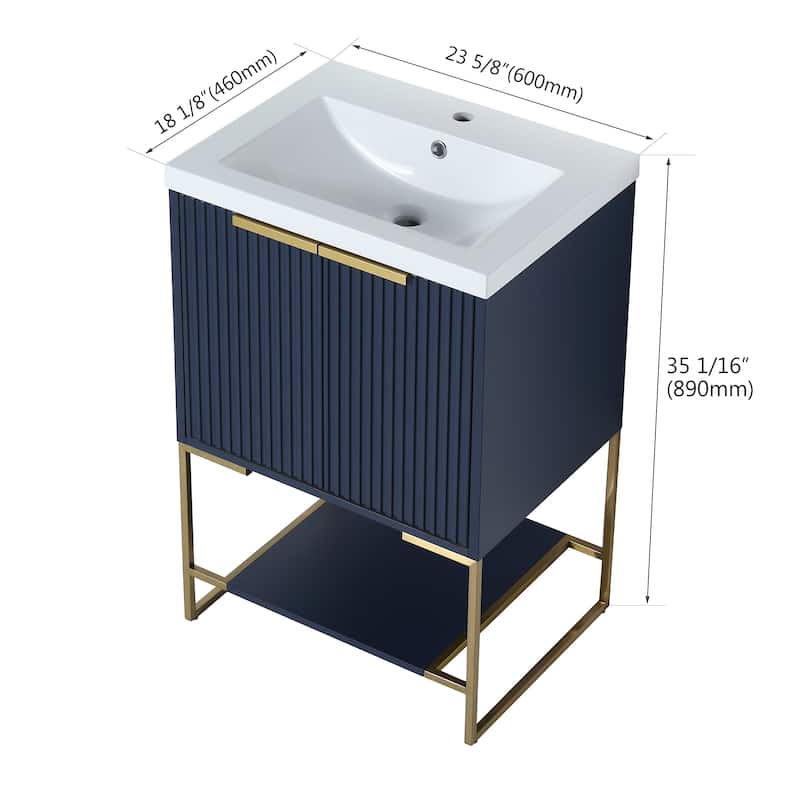 24"/30" Plywood Freestanding Bathroom Vanity Set with White Sink