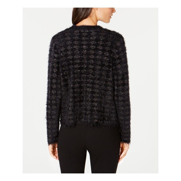 womens black eyelash cardigan