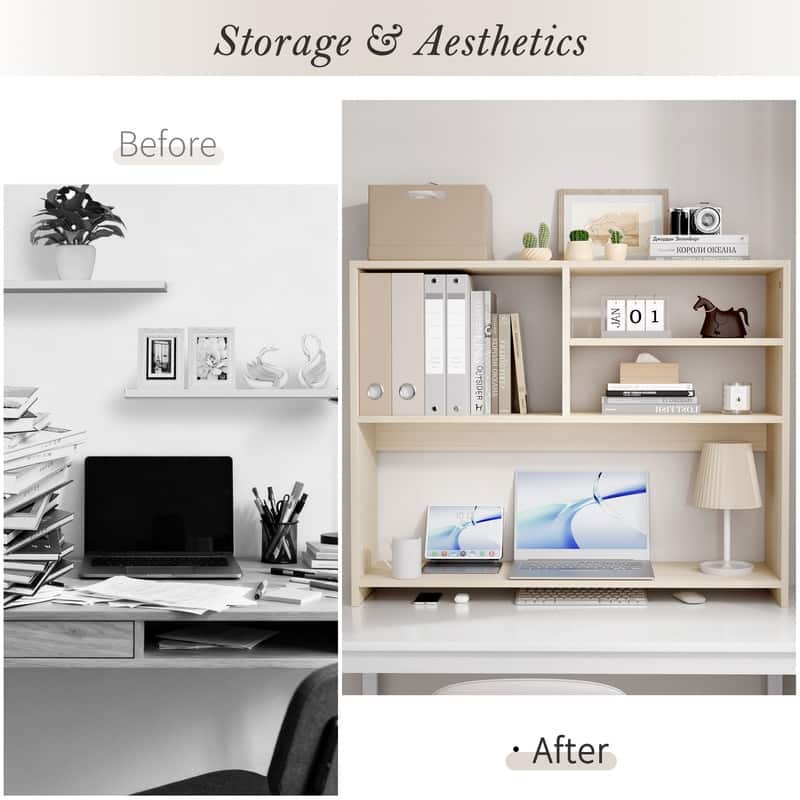 Desktop Shelf Bookshelf Storage for College Dorm Office Home, White