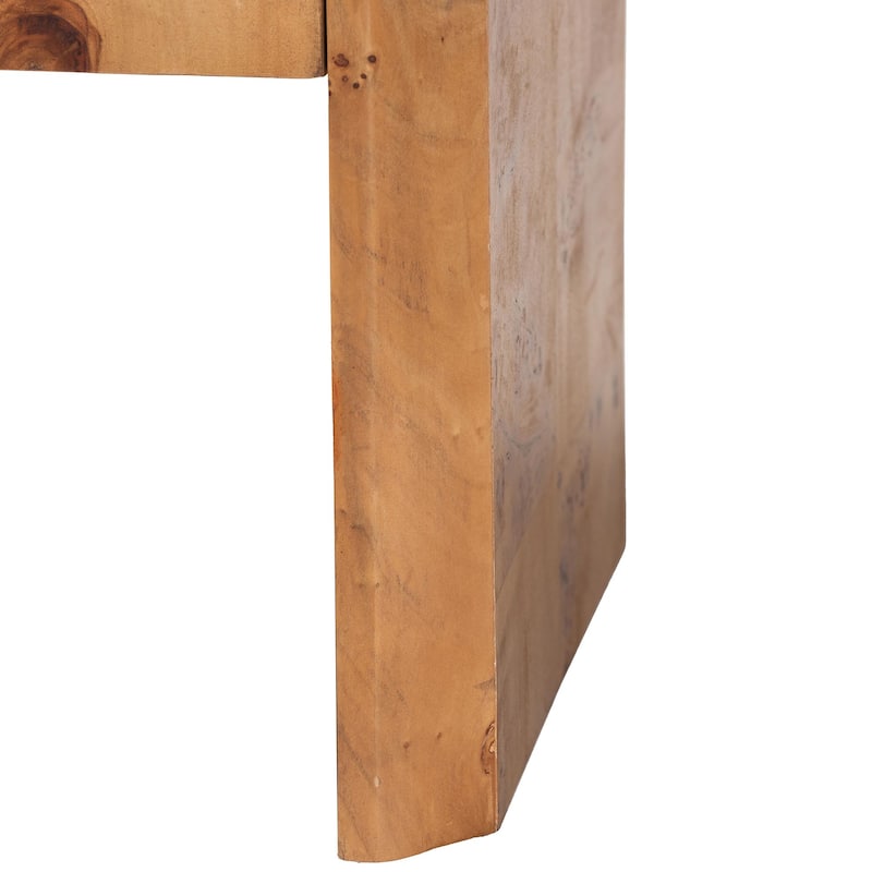 Nebu Modern and Contemporary Natural Mappa Real Burl Wood Nightstand