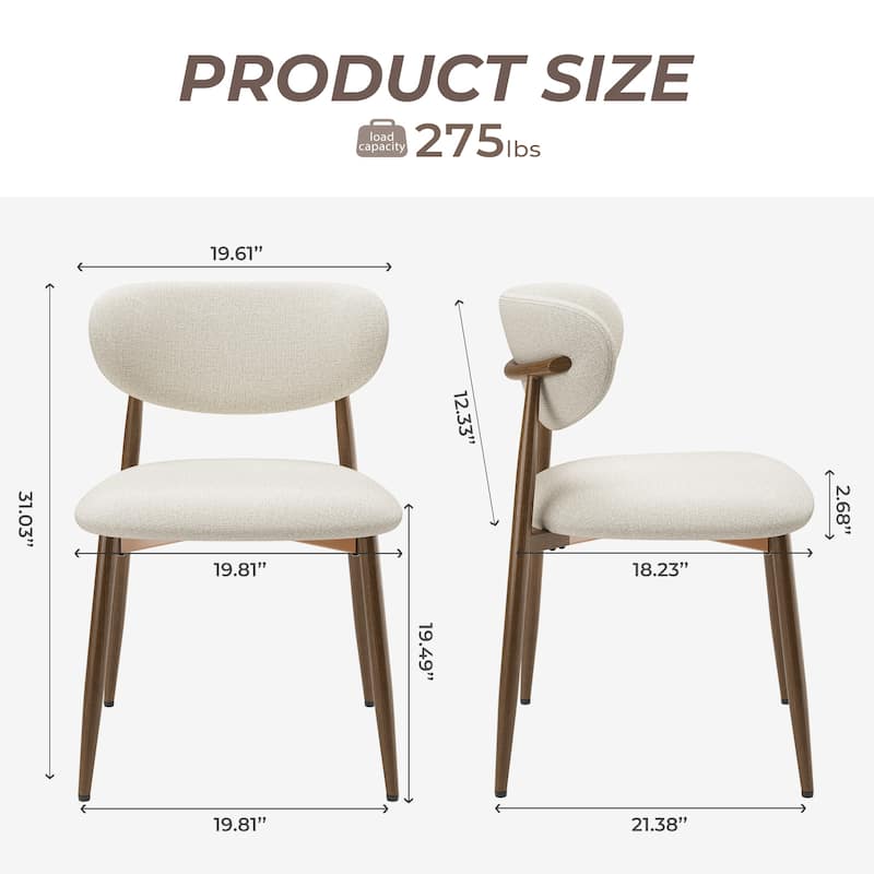 RENEWLINE Mid-Century Modern Tapered Dining Chairs with Upholstered Seat & Iron Frame
