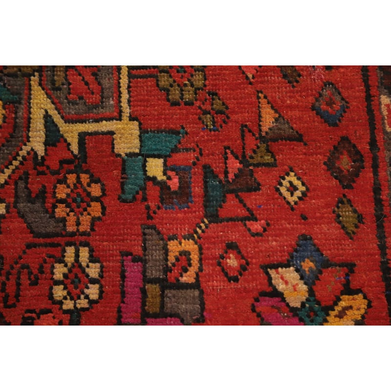 Hand Knotted Oriental 100% Wool Carpet Traditional Floral Oranges & Rust Tabriz Runner Rug - 9' 1'' X 2' 11''