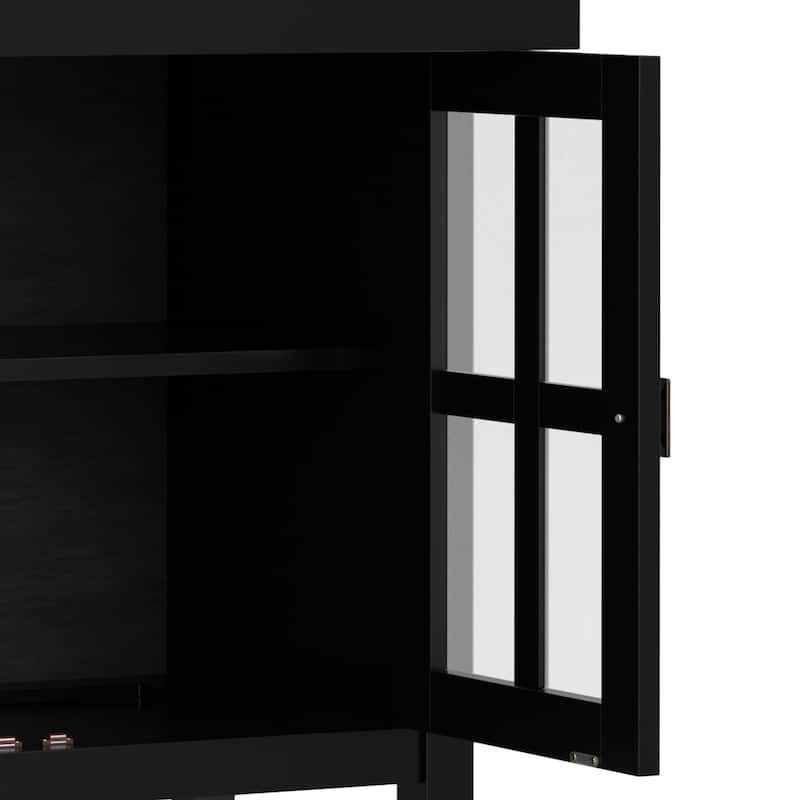 WYNDENHALL Stratford 60" Wide Solid Wood Transitional Large 4 Door Sideboard Buffet -  17"d x 60"w x 34"h
