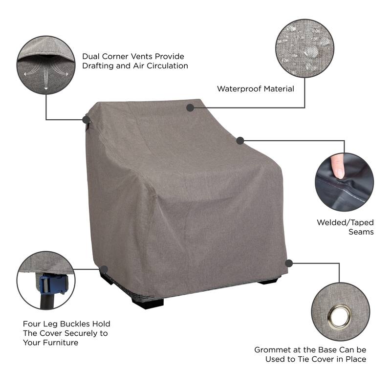 Modern Leisure Garrison Patio Deep Chair Cover, 35" W x 38" D x 31" H, Gray