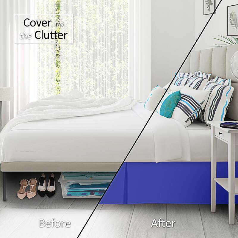 Clara Clark Pleated Bed Skirt-14 inch Tailored Drop - Soft Double Brushed Premium Microfiber Ruffle Bed Skirt - Includes 8 Pins