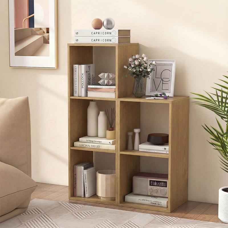 Gymax 3-Cube Open Back Bookcase Set of 2 w/ Anti-tip Kit Modern Style