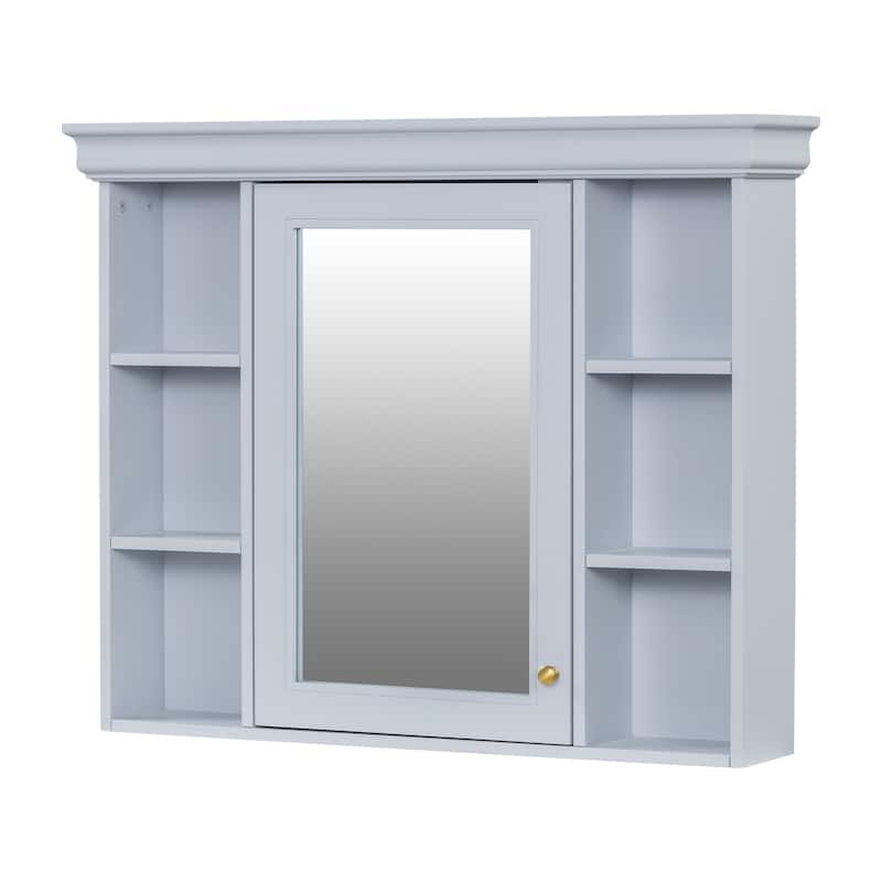 Modern Bathroom Wall Cabinet with Mirror,Medicine Cabinet with 6 Open Shelves
