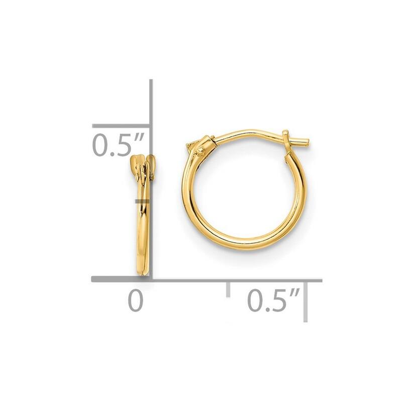 Curata 14k Yellow Gold Polished 10x1mm Thin Hinged Hoop Earrings