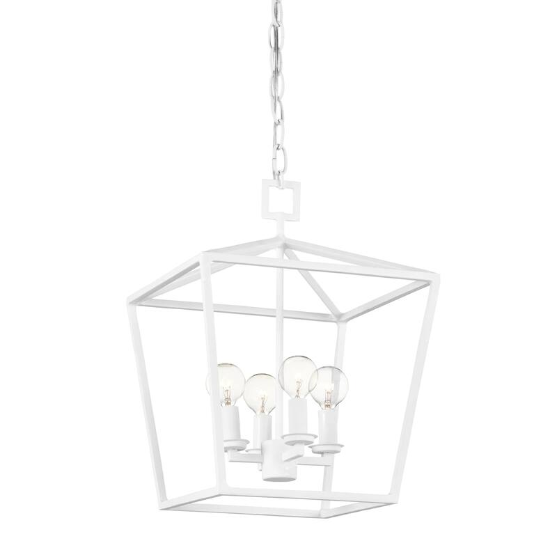 Currey & Company Denison Small White Lantern - 16"h x 12"w x 12"d
