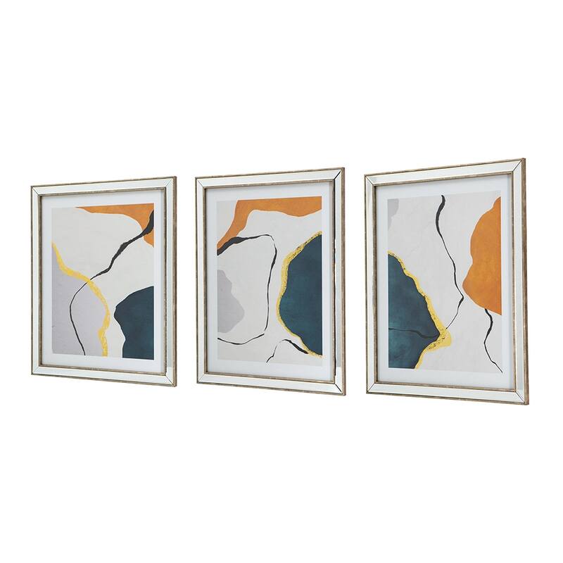 S/3 22x26x0.6" Marcia Mirror-Framed Wall Art