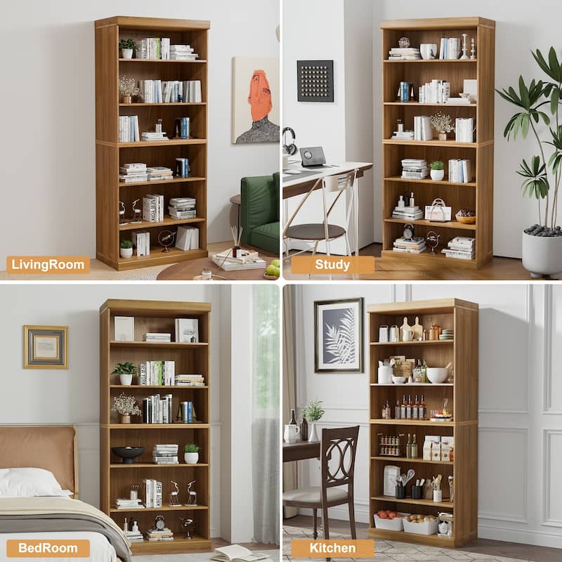 Doorless Wood Bookshelf Storage Cabinet Bookcase&Office Cabinet for Kitchen Bedroom Entryway Living Room Dinning Room
