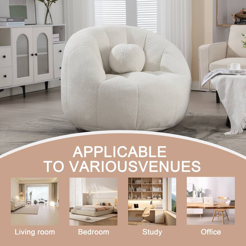 HOMEFUN Cozy Beanbag Sofa With Memory Foam Filler, Oversized Round Sofa Couch For Adults, Comfy Lazy Floor Sofa