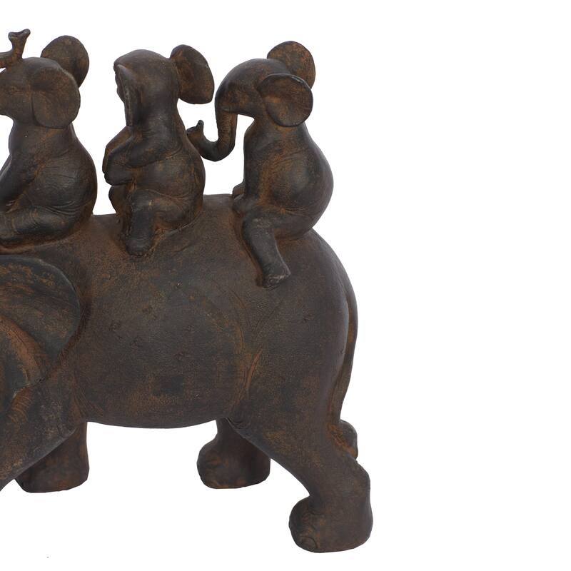 Brown Polyresin Elephant Decorative Sculpture