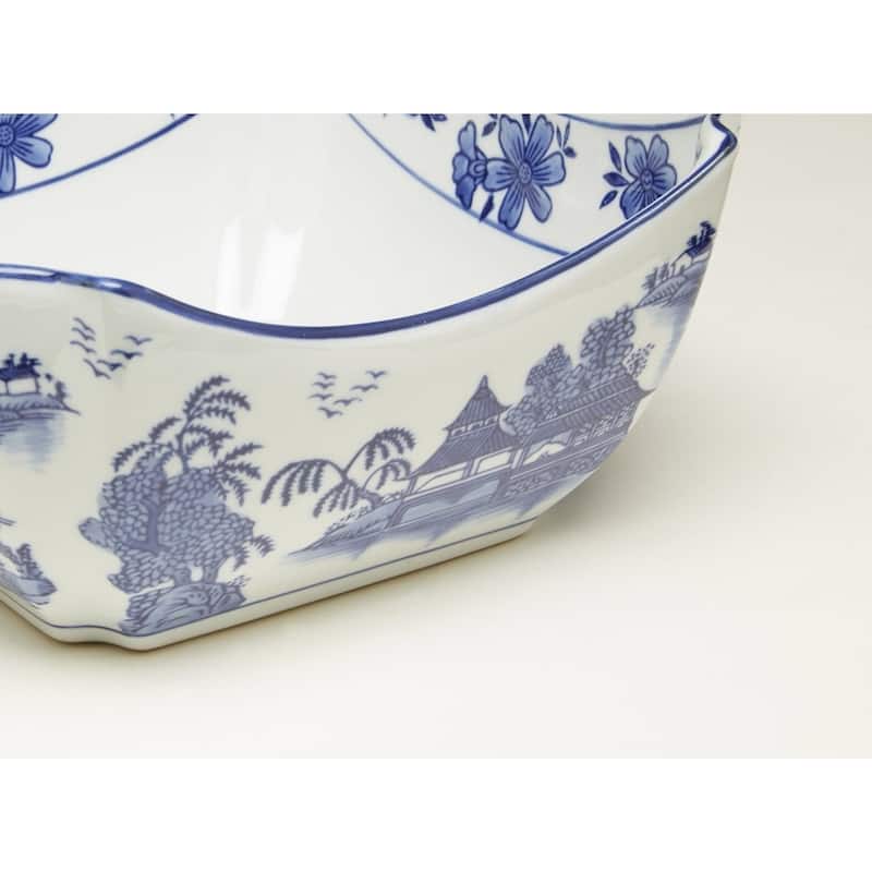 Aa Importing 59776 Square Blue And White Bowl - 4.5 X 8.75 X 8.75 inches