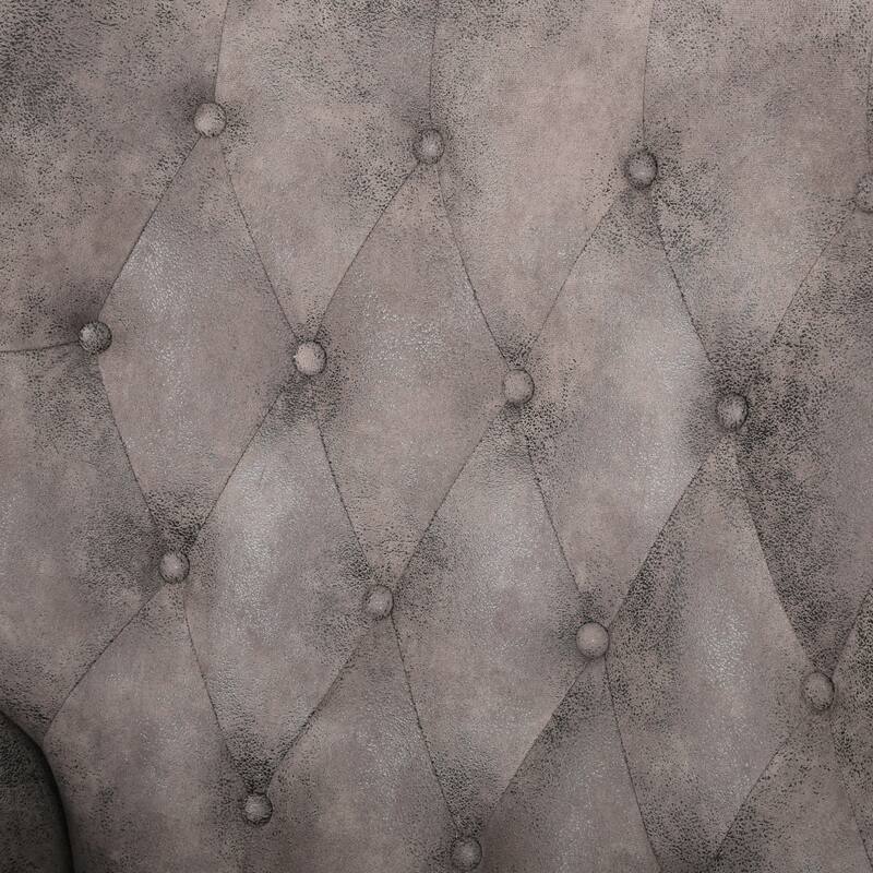 Upholstered Push Back Recliner Chair with Rivet Trim & Wooden Legs, Mid-Century Rolled Arms Lounge Sofa Chair for Living Room