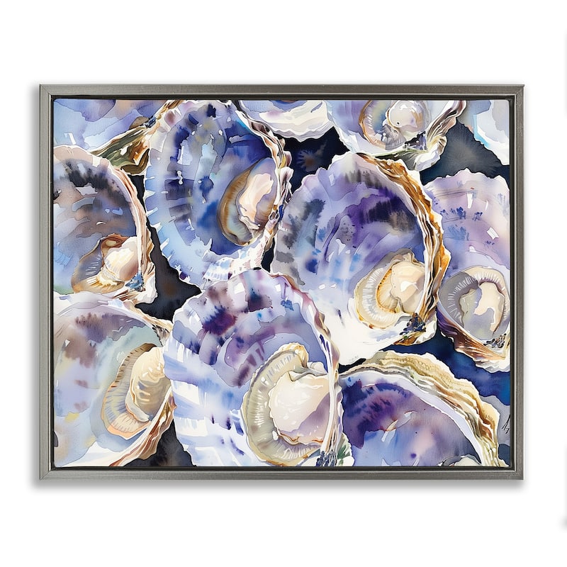 Stupell Maritime Clams & Oysters Framed Floater Canvas Wall Art Design By Heidi Kuntz - 31 x 25 - Grey