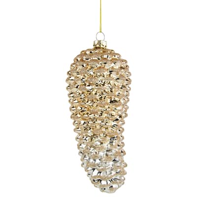 Pine Cone Glass Christmas Ornament - 7.25" - Gold