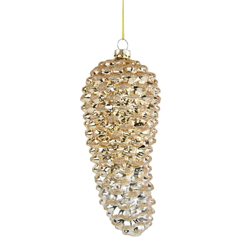 7.25" Pinecone Glass Christmas Ornament - Gold