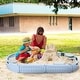 preview thumbnail 2 of 7, Outsunny Kids Outdoor Sandbox with Cover Garden Bed, Easy Assembly Children's Oval Sandbox for Backyard
