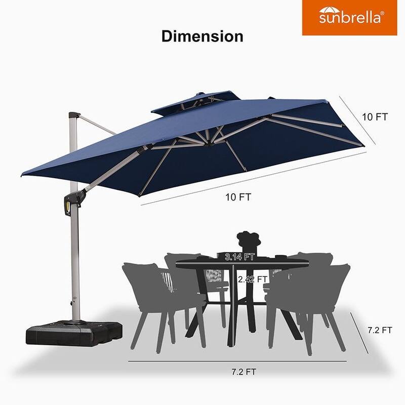 PURPLE LEAF 10ft Square Sunbrella Patio Cantilever Umbrella