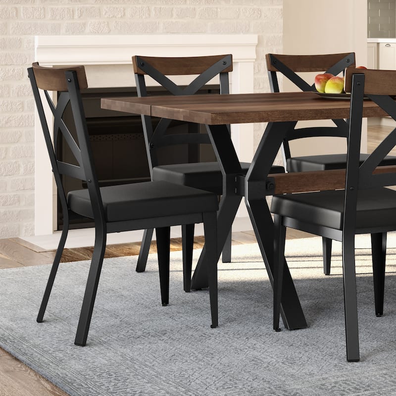 Amisco Snyder Upholstered Dining Chair with Wooden Accent and Metal Frame