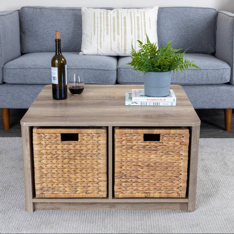 Coffee Table with 4 Square Cube Storage Compartments