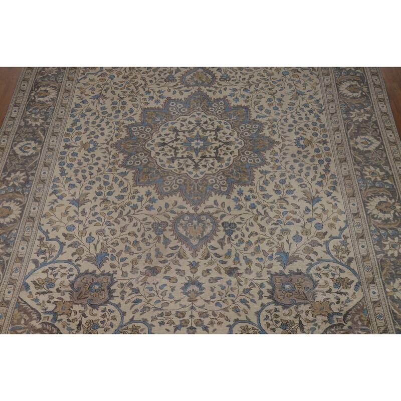 Medallion Tabriz Persian Area Rug Handmade Floral Wool Carpet - 9'5"x 12'10"