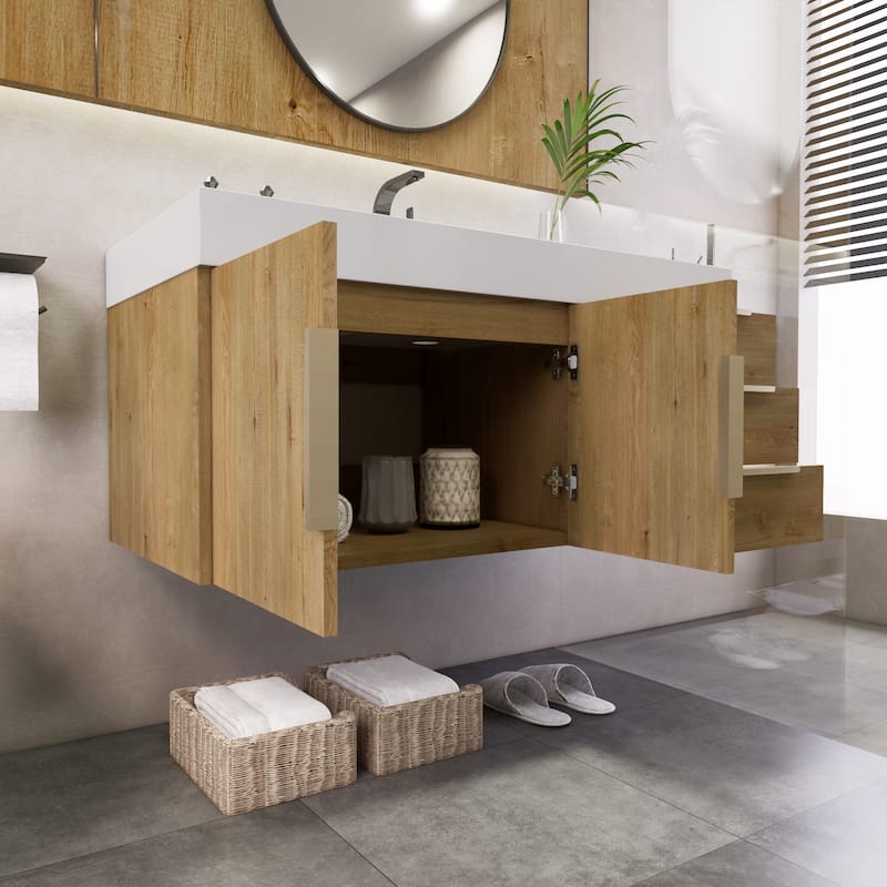 Noble 42" Wall Mounting Vanity (R Drawer) with Reinforced Acrylic Sink