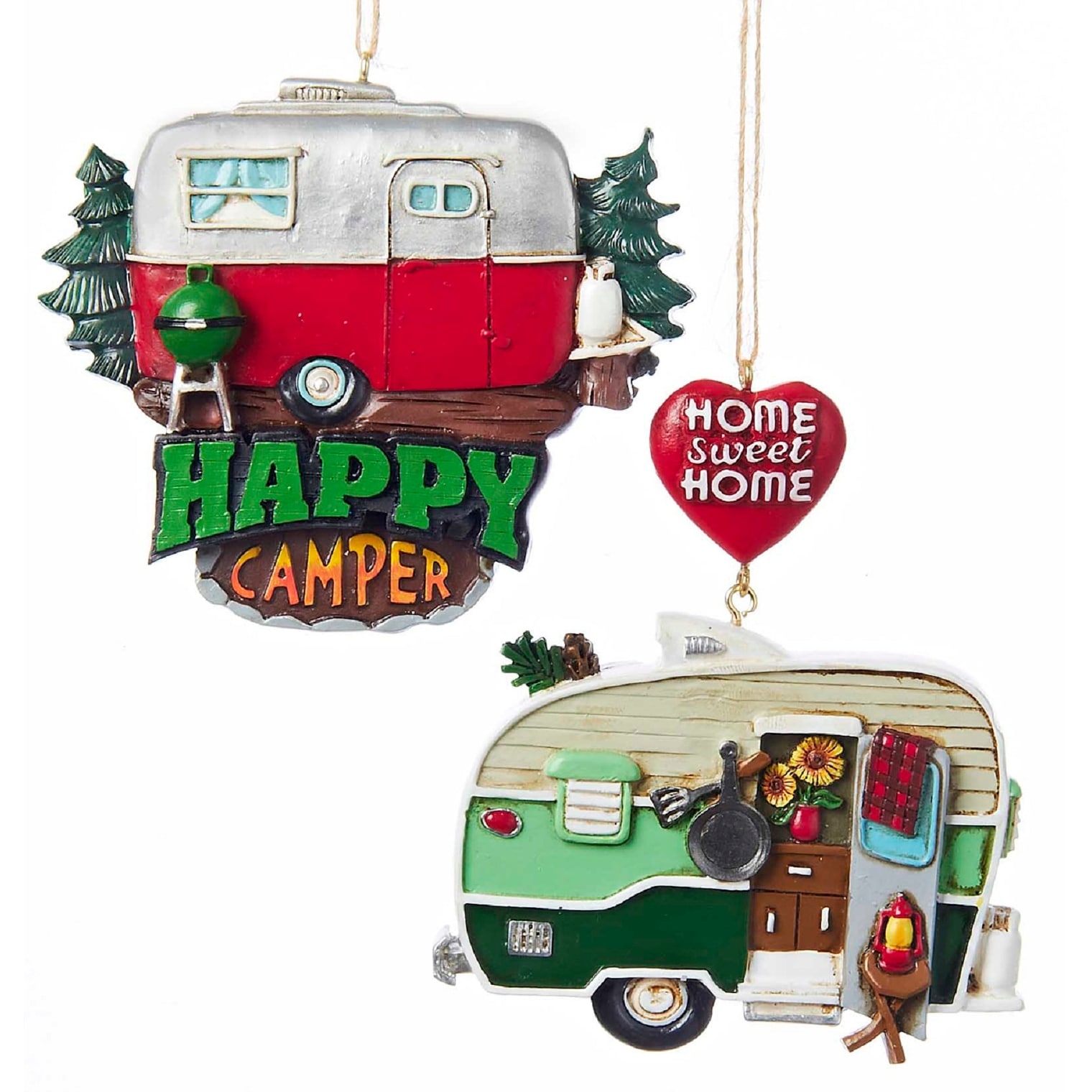 Shop Kurt Adler Happy Camper Home Sweet Home Holiday Ornaments Set Of 2 Overstock 16603385