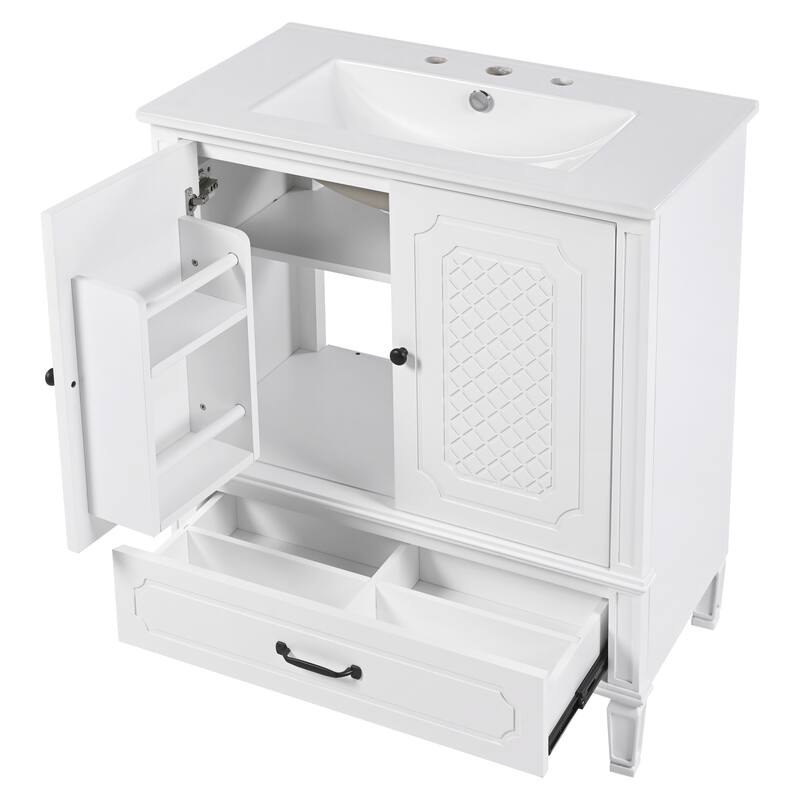 Bathroom Vanity with Sink Vintage Style,Multi-functional Storage Space